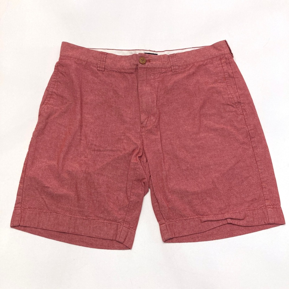 J. Crew Gramercy Shorts Red Flat Front Mens 34 Waist 8" Inseam 100% Cotton
